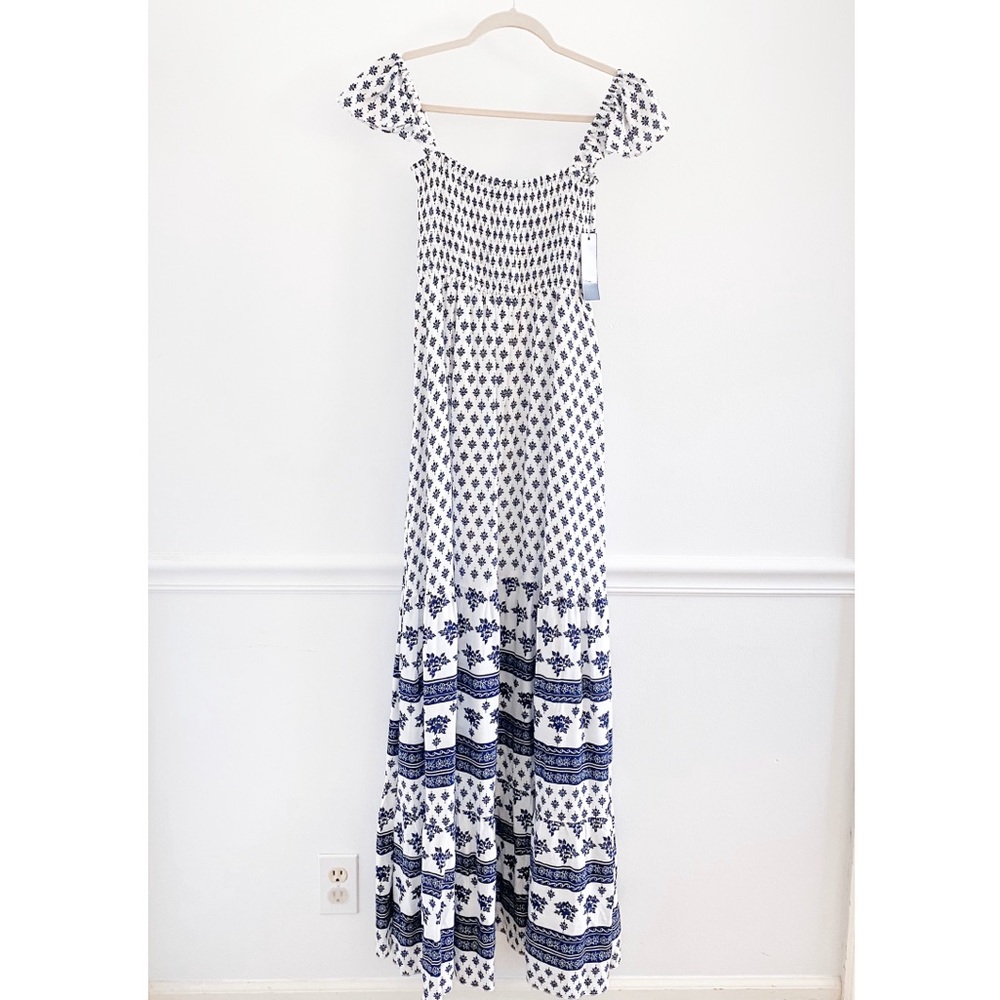 Lulus Paisley Boho Smocked Ruffle Maxi Dress
